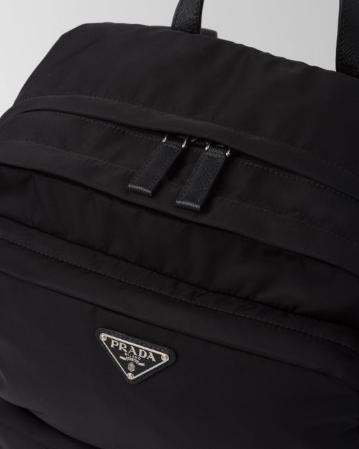Prada Black Re-nylon And Saffiano Leather Backpack for men