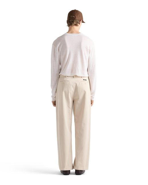 Prada Natural Wide-Leg Cotton Pants for men