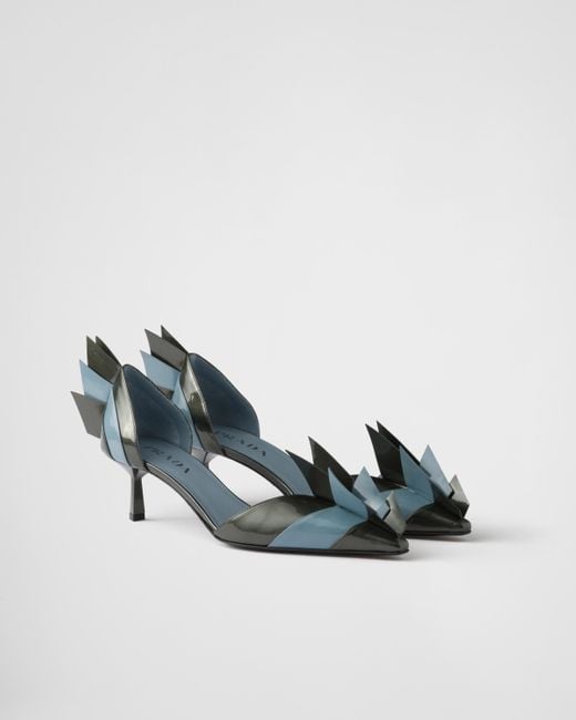 Prada Blue Two-Tone Patent Leather D'Orsay Pumps
