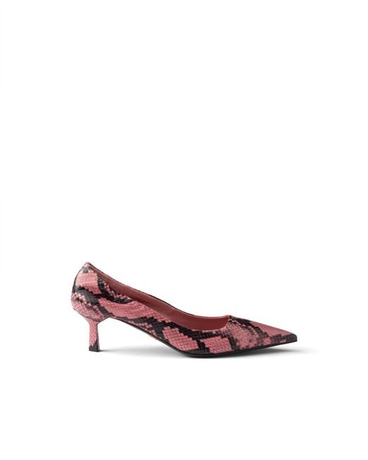 Prada Pink Printed Ayers Leather Pumps