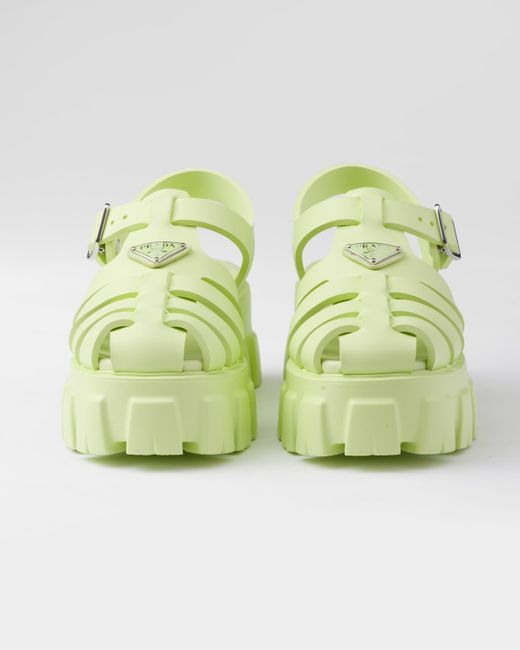 Prada Green Rubber Monolith Sandals