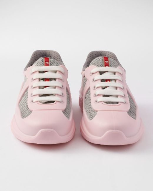 Prada America's Cup Soft Rubber And Bike Fabric Sneakers in Pink
