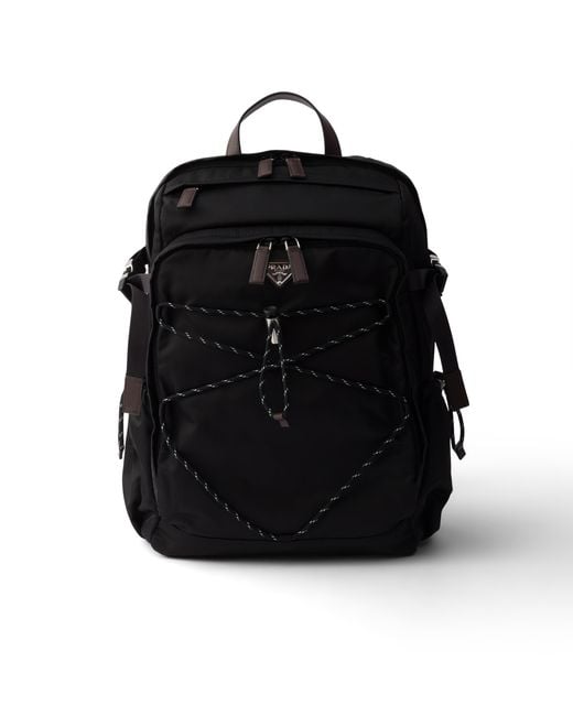 Prada Black Speedrock Re-Nylon And Leather Backpack for men