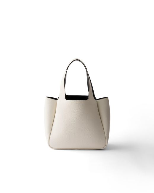 Prada White Liaison Small Leather Tote Bag