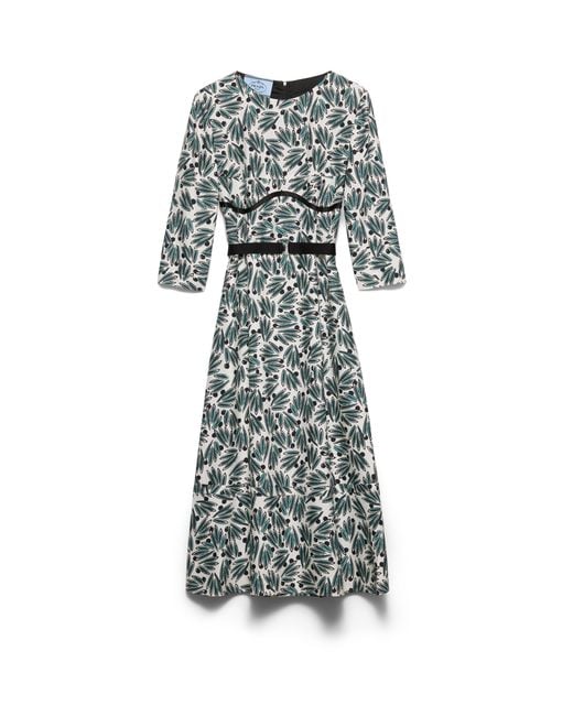 Prada Gray Printed Pongé Dress