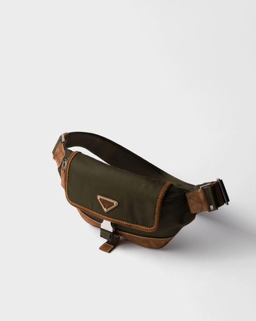 Prada Gürteltasche Aus Re-Nylon Und Wildleder in White für Herren