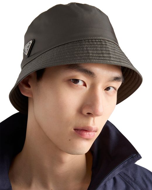 Prada White Re-Nylon Bucket Hat for men