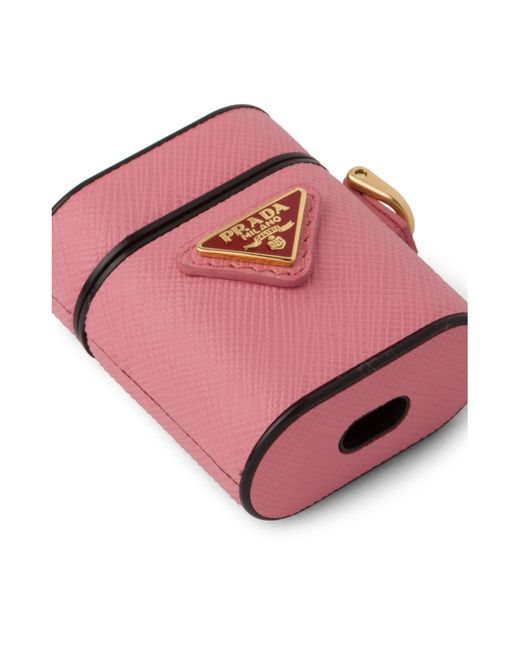 Prada Pink Saffiano Leather Airpods Case