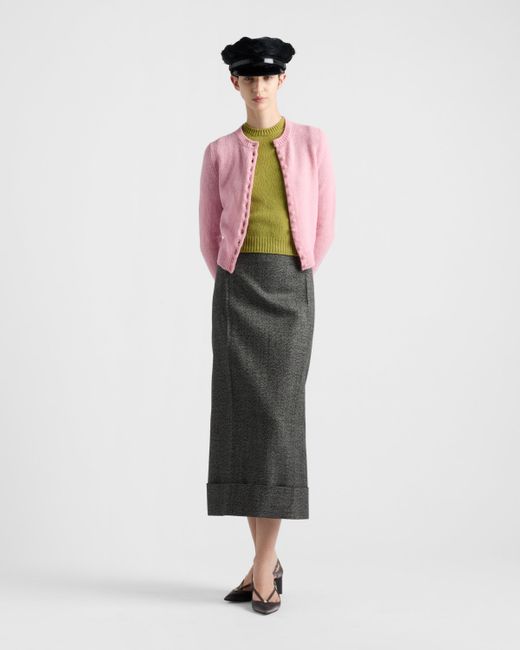 【プラダ・PRADA】Mouline maxi-skirt Prada Mouliné Maxi-Skirt in Gray | Lyst