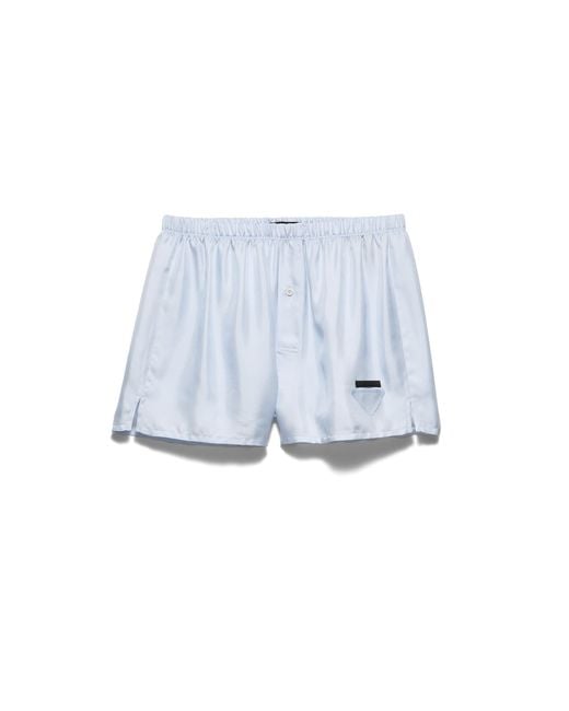 Prada Blue Silk Boxer Shorts for men