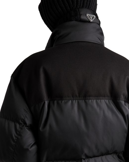 Prada Black Cropped Recycled Nylon Down Jacket for men