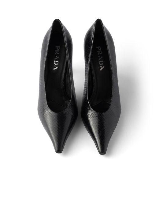 Prada Black Ayers Leather Pointy Toe Pumps