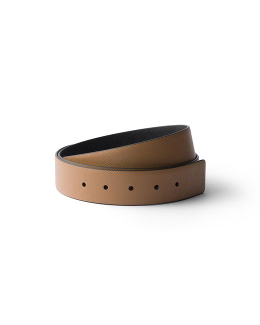 Prada Brown Reversible Saffiano Leather Belt Strap for men