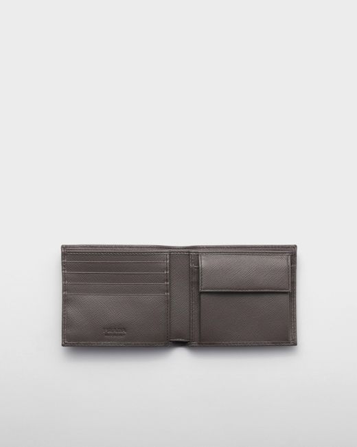 Prada White Saffiano Leather Wallet With Coin Purse for men