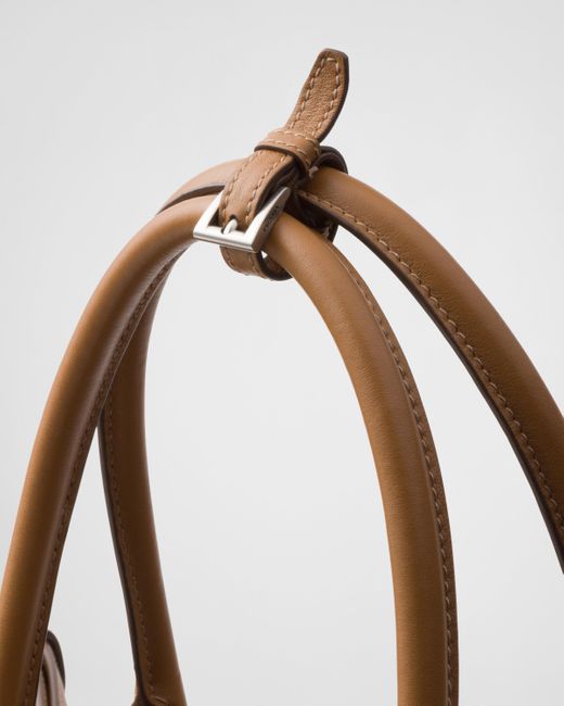 Prada Brown Buckle Leather Handbag With Double Belt for men