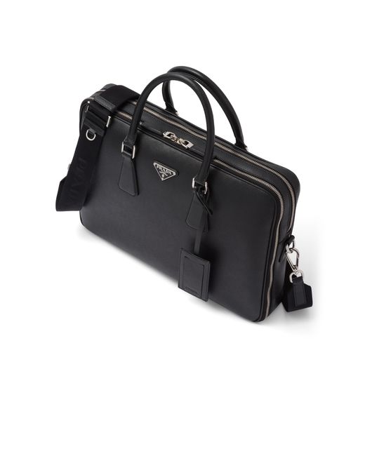 Prada Black Saffiano Leather Briefcase for men