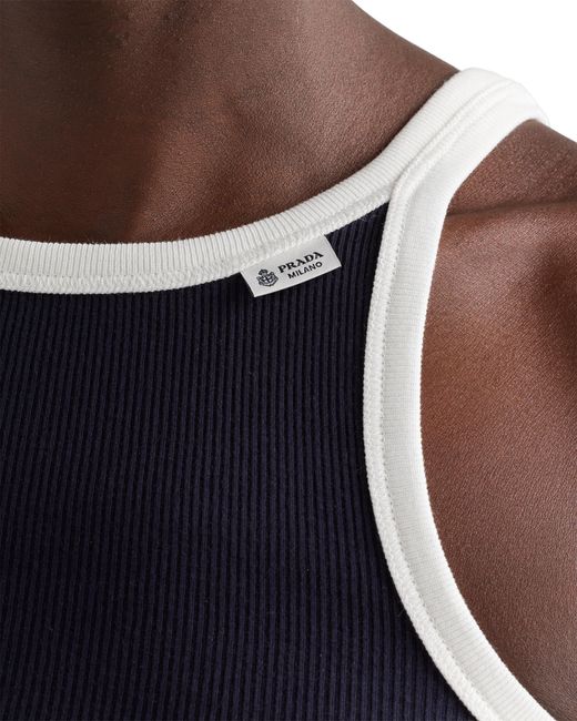 Prada Blue Ribbed Knit Tank Top