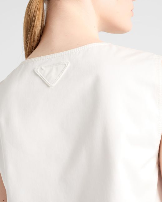 Robe Courte En Satin Vieilli Prada en coloris White