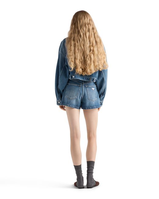 Prada Blue Cropped Denim Jacket