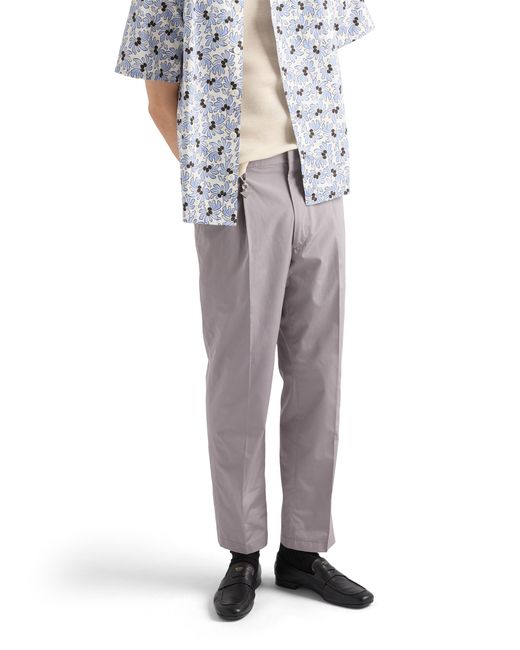 Prada Gray Cotton Pants With Key Ring for men