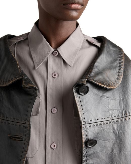 Prada Black Antiqued Nappa Leather Jacket