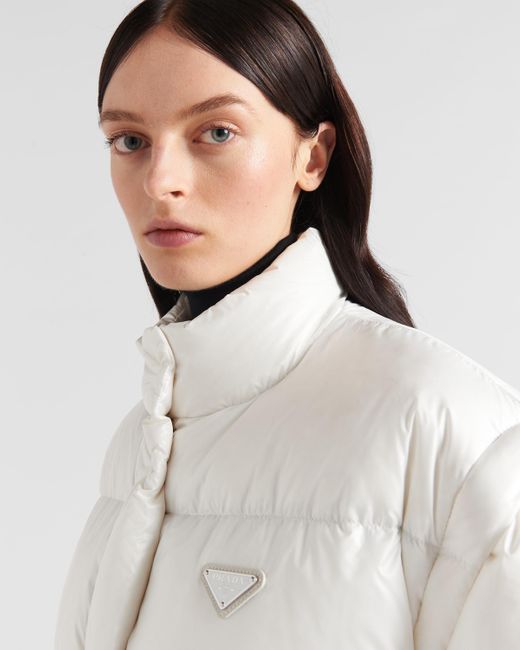 Prada White Cropped-Jacke aus Re-Nylon