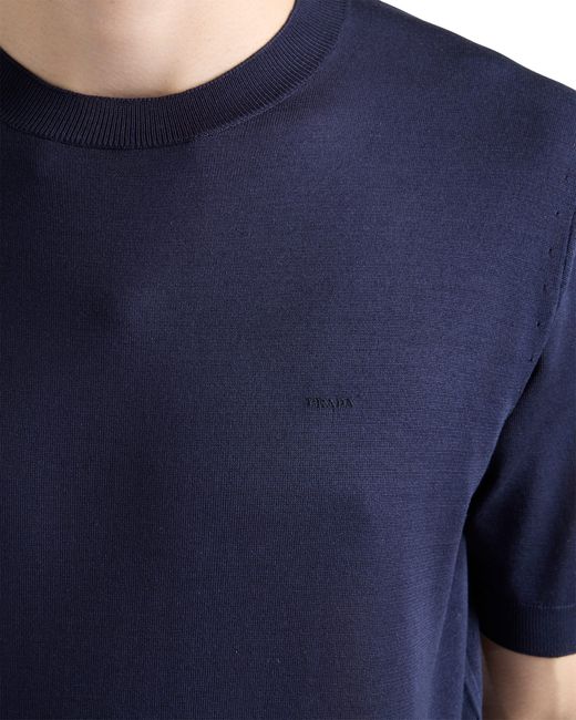 Pull À Manches Courtes Prada pour homme en coloris Blue