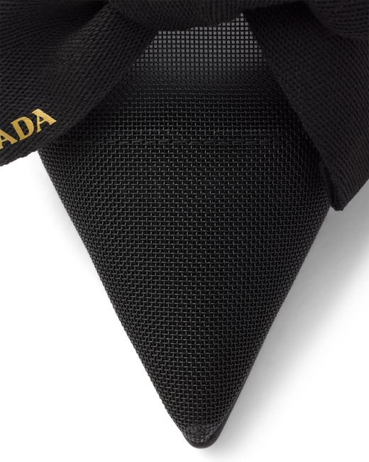Prada White Mesh Fabric Slingback Pumps