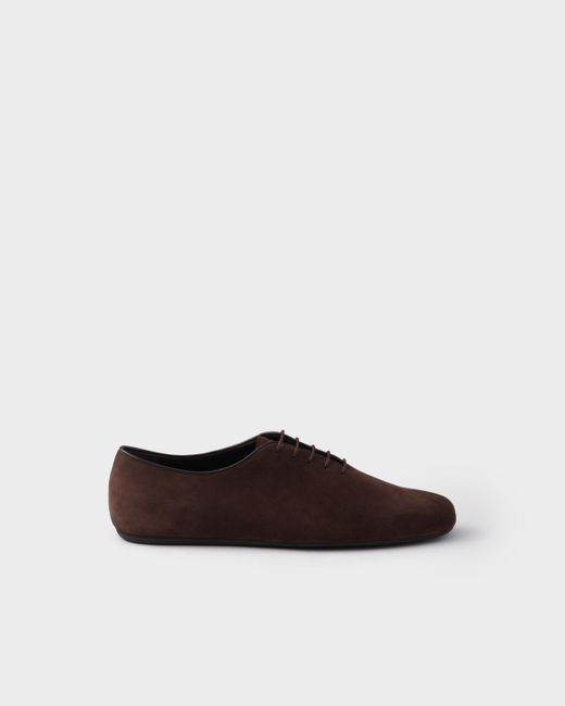 Chaussures À Lacets En Veau Velours Prada pour homme en coloris Brown