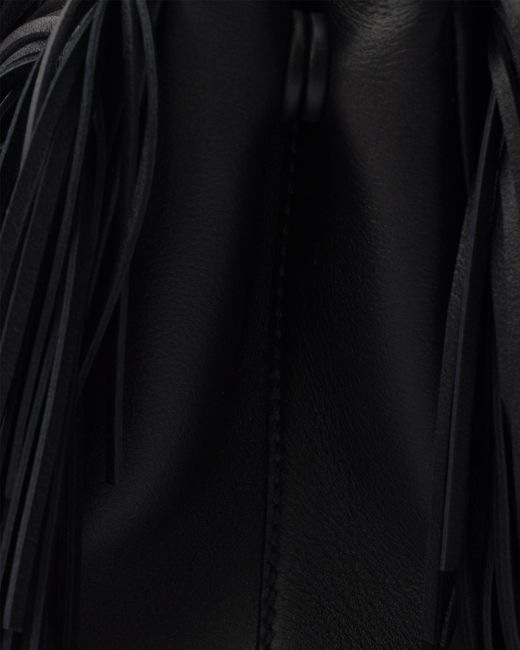 Prada Black Kleine Galleria Tasche Aus Leder Mit Fransen
