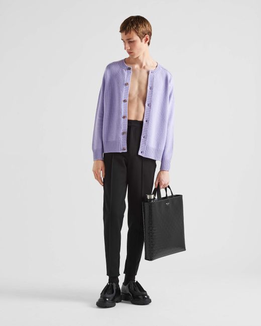 Prada Purple Wool And Cashmere Cardigan for men