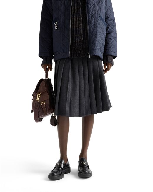 Prada Black Jupe Mi-Longue Plissée