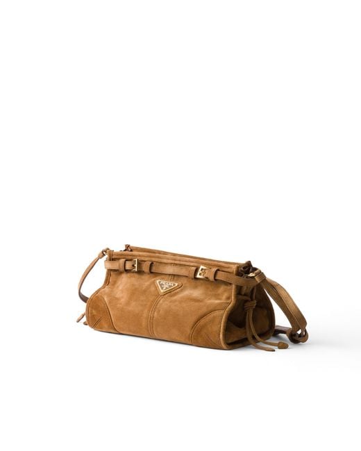 Prada Brown Bonnie Small Suede Shoulder Bag