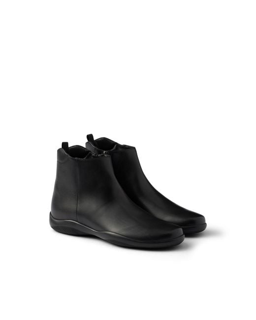 Prada Black Toblach Leather Ankle Boots for men