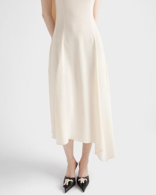 Prada White Asymmetrical Satin Crepe Dress