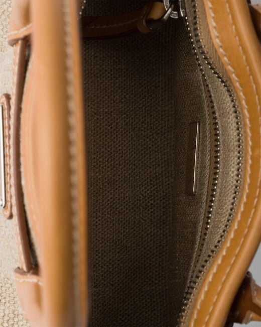 Prada Multicolor Bonnie Small Linen And Leather Handbag