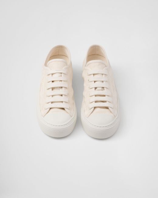 Prada White Fabric Sneakers