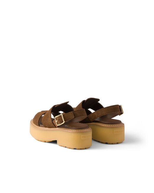 Prada Brown Suede Sandals, Cocoa
