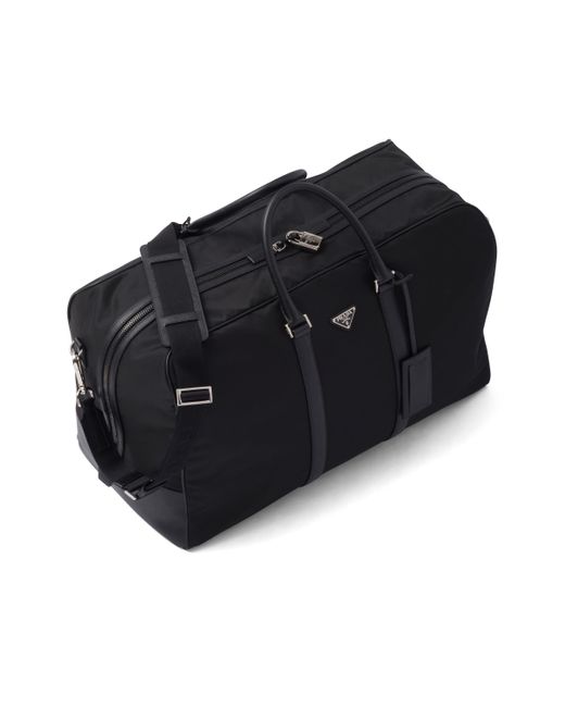 Prada Black Re-nylon And Saffiano Leather Duffle Bag