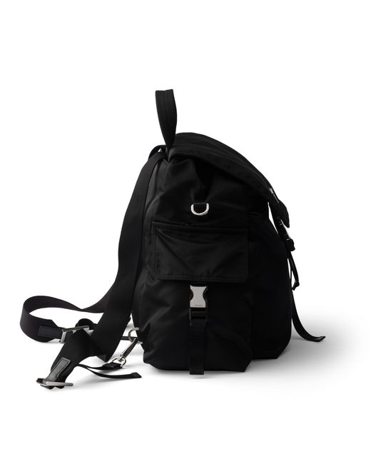 Prada Black Explore Re-Nylon And Leather Backpack for men