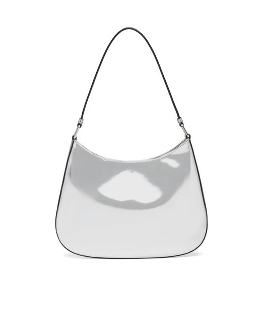 Prada White Cleo Brushed Leather Shoulder Bag