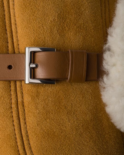 Prada Natural Suede Shearling Trapper Hat for men