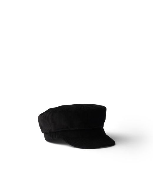 Prada Black Corduroy Newsboy Cap for men