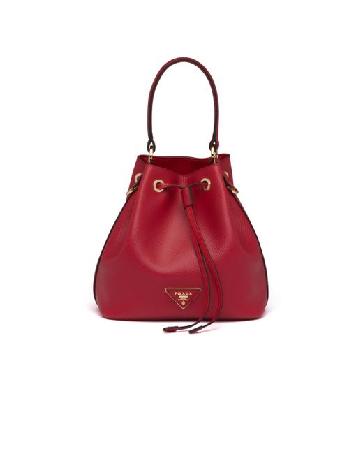 Prada Red Saffiano Leather Bucket Bag