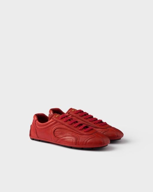 Prada Montecarlo Re-Edition 2005 Sneaker Aus Antikisiertem Nappaleder in Red für Herren