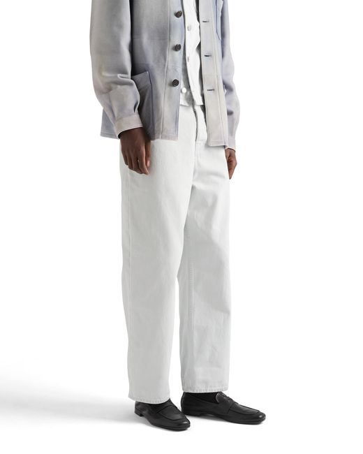 Prada White Regular Bleached Denim Jeans, Sky for men