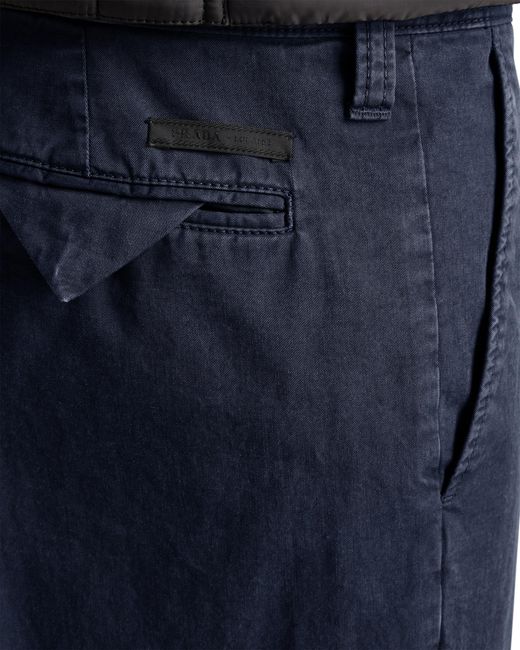 Prada Blue Garment-Dyed Cotton Pants for men