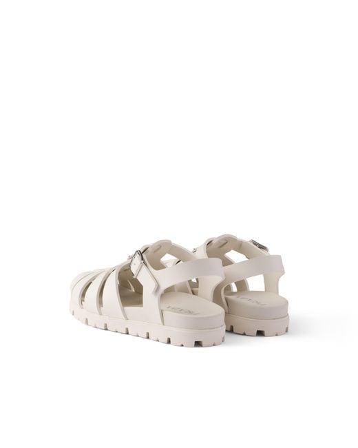 Prada White Rubber Fisherman Sandals for men