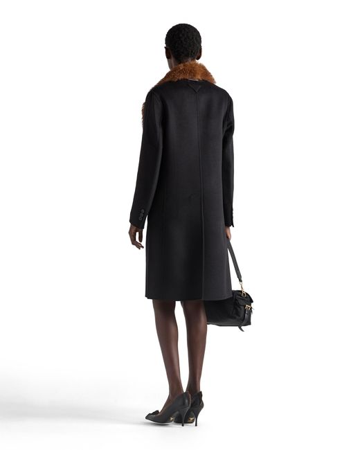 Prada Black Double-Breasted Double Cashwool Coat