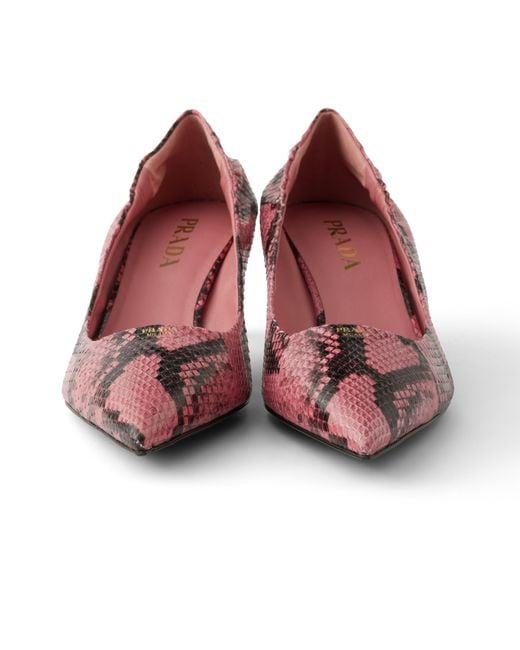 Prada Pink Printed Ayers Leather Pumps